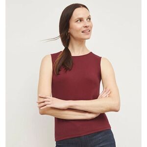 M M Lefleur Pima Cotton Fine Ribbed Sleeveless Tank, Cranberry. XS.